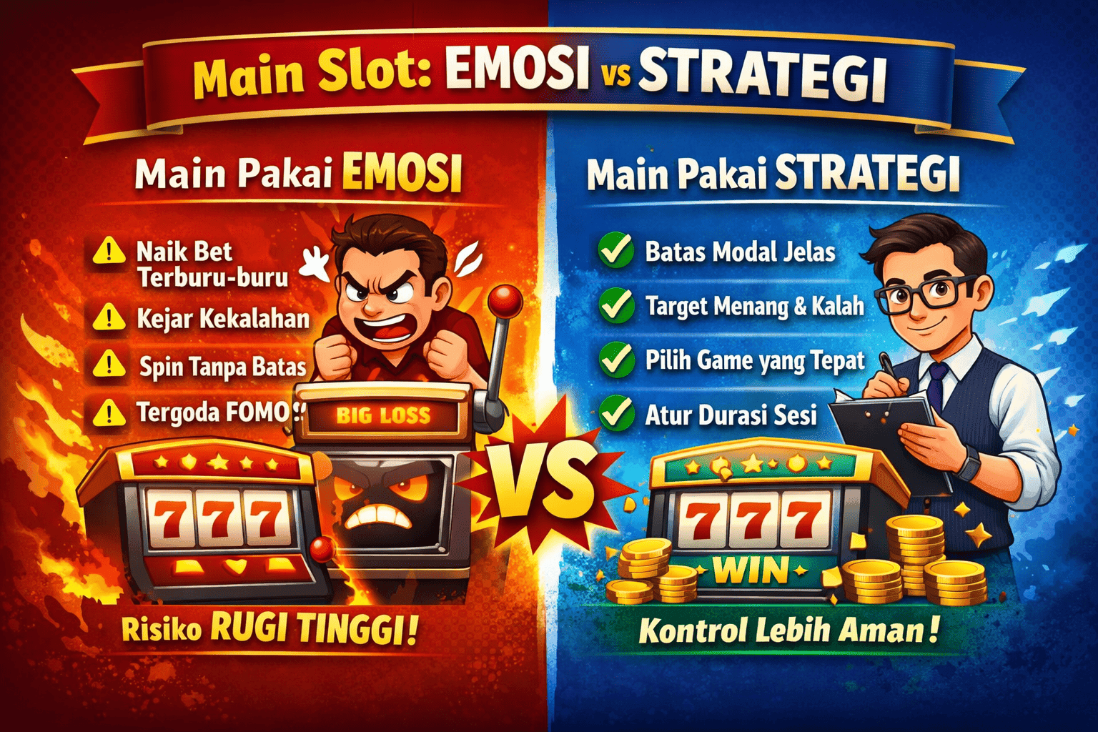 Main Slot Pakai Emosi vs Strategi: Mana yang Lebih Sering Bikin Rugi?
